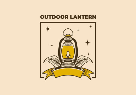Vintage style design of outdoor lantern with ribbonのイラスト素材