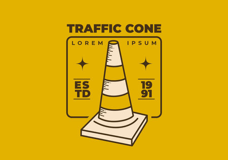Vintage art illustration design of traffic coneのイラスト素材