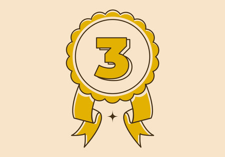 Retro frame illustration design with a number three in itのイラスト素材