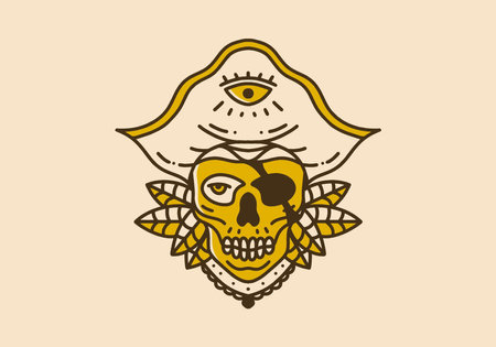 Vintage art illustration design of the skull piratesのイラスト素材