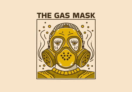 Vintage art illustration design of man wearing gas maskのイラスト素材