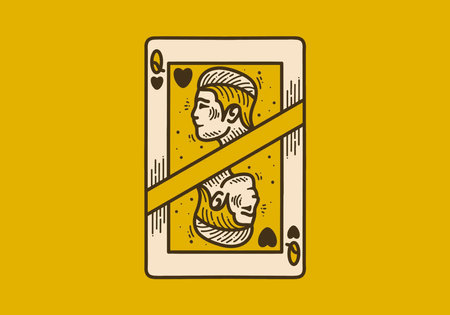 Vintage art illustration design of the man head on card shapeのイラスト素材