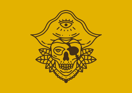 Vintage art illustration design of the skull piratesのイラスト素材