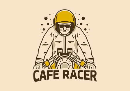 Vintage art illustration design of a man on a motorbikeのイラスト素材