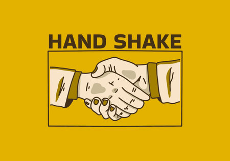 Vintage art illustration design of shaking handsのイラスト素材