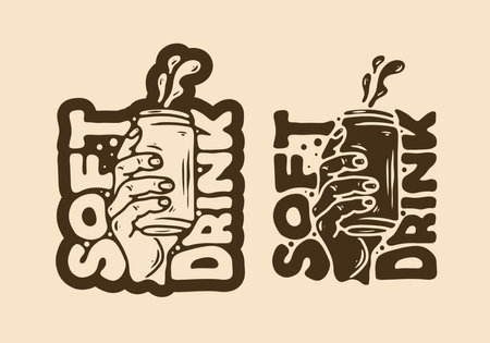 Illustration drawing design of hand holding a can of soft drinkのイラスト素材