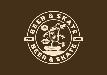 mascot illustration design of a beer can skateboardingのイラスト素材