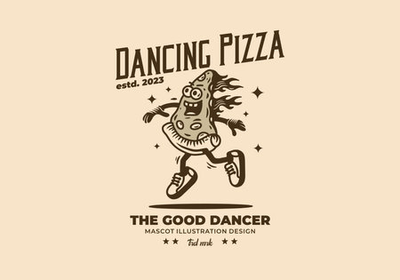 Mascot illustration design of a dancing pizzaのイラスト素材