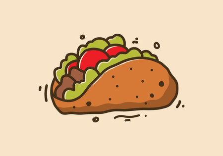 Hand drawing illustration design of mexican food tacosのイラスト素材