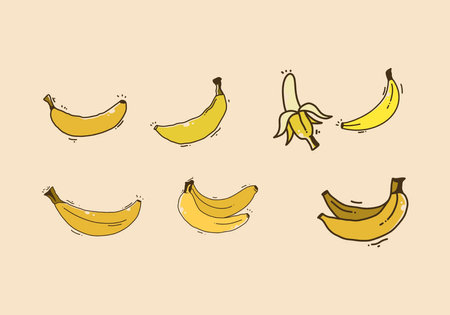 Yellow banana hand drawing illustration designのイラスト素材