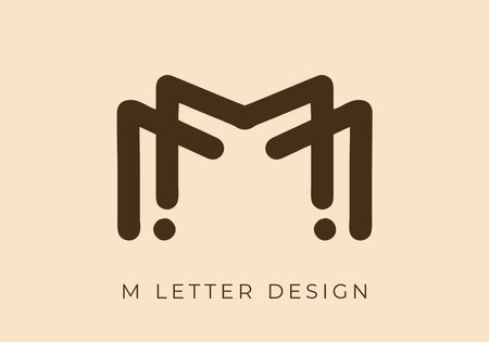 Unique Mono line in mono color design of M initial letterのイラスト素材