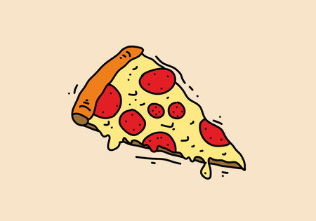 Hand drawing illustration design of pizza sliceのイラスト素材