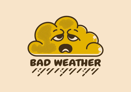 Mascot character illustration design of a cloud with sad faceのイラスト素材