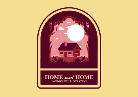 Colorful flat illustration design of a simple houseのイラスト素材