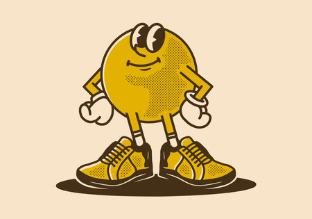 Mascot character design of a ball head in an upright standing positionのイラスト素材