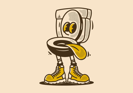 Mascot character illustration design of a toilet in a vintage styleのイラスト素材