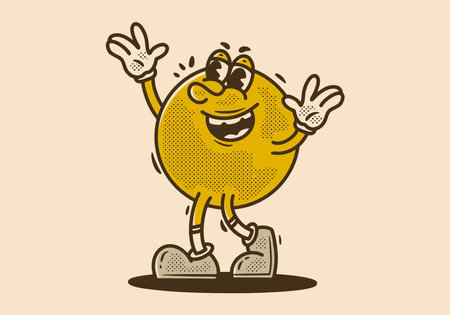 Happy character design with happy face in vintage styleのイラスト素材