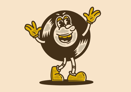 Vinyl mascot character illustration design with happy expressionのイラスト素材