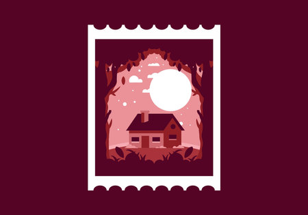 Colorful flat illustration design of a simple houseのイラスト素材