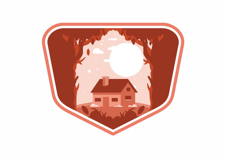 Colorful flat illustration design of a simple houseのイラスト素材