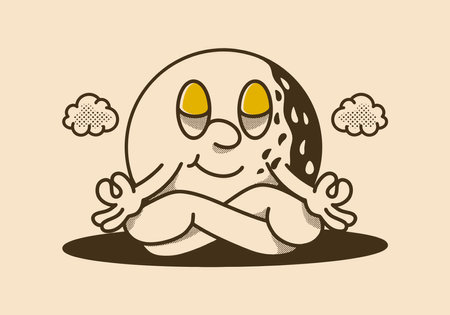 Mascot character illustration of golf ball in meditation poseのイラスト素材