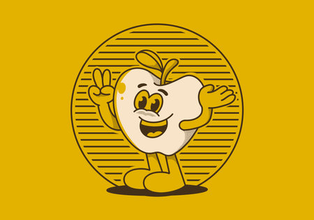 Vintage mascot character illustration of happy apple fruitのイラスト素材