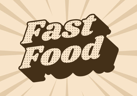 Fast food. Vintage retro text effect design in 3D look with brown colorsのイラスト素材