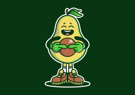 Mascot character illustration of avocado with shy faceのイラスト素材