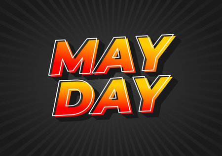 May day. Text effect design in 3D style with good colorsのイラスト素材