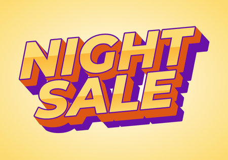 Night sale. Text effect design in 3D look with modern colorsのイラスト素材