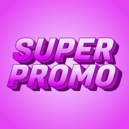 Super promo. Text effect design in square size with bold font and 3D lookのイラスト素材