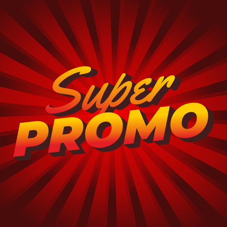 Super promo. Text effect design in square size with bold font and 3D lookのイラスト素材