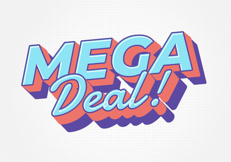 Mega deal. Bright blue and orange typography for marketing advertisement designのイラスト素材