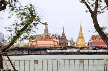Bangkok, THAILAND - August 7, 2021: Thai Government block the around The Grand Palace from...