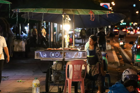 Bangkok, THAILAND - November 1, 2021: First night of the cancelled curfew to support the re-opening to welcome foreign tourists and economic stimulus.のeditorial素材