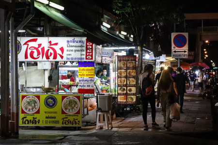 Bangkok, THAILAND - November 1, 2021: First night of the cancelled curfew to support the re-opening to welcome foreign tourists and economic stimulus.のeditorial素材