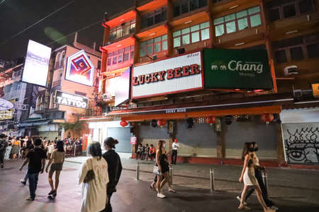 Bangkok, THAILAND - November 6, 2021: First saturday night at Khao San Road After the easing of...