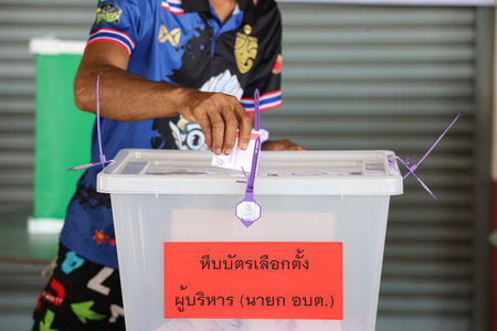 Chachoengsao, THAILAND - November 28, 2021: The first time of Subdistrict Administrative Organization election in 8 years after the coup. under the situation of Coronavirus outbreak (COVID-19).のeditorial素材