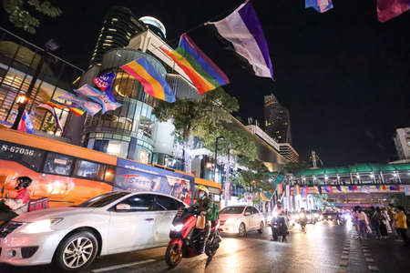 Bangkok, THAILAND - November 28, 2021: Feminists liberate organizes the marriage equality events to symbolize the equality of LGBTQ people and start accepting signatures to amend the Section 1448.のeditorial素材