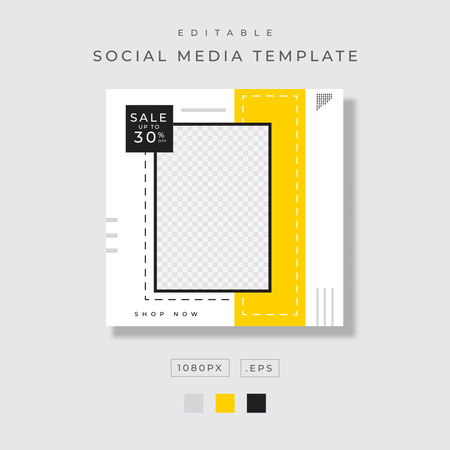 Social media post templates. Editable square banner template for social media posts. Vector illustrationのイラスト素材