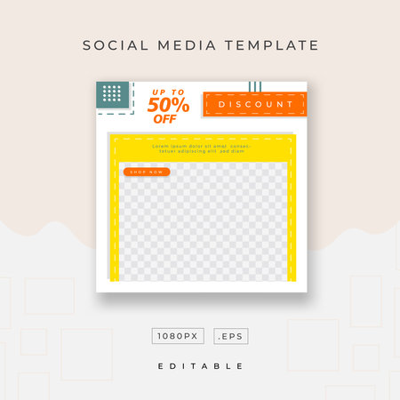Social media post template. Modern social media post template. Social media post template. Vector illustration.のイラスト素材