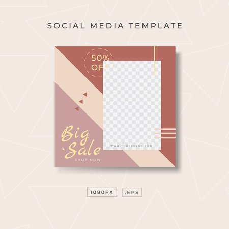 social media post template with geometric shapes for social media posts and storiesのイラスト素材