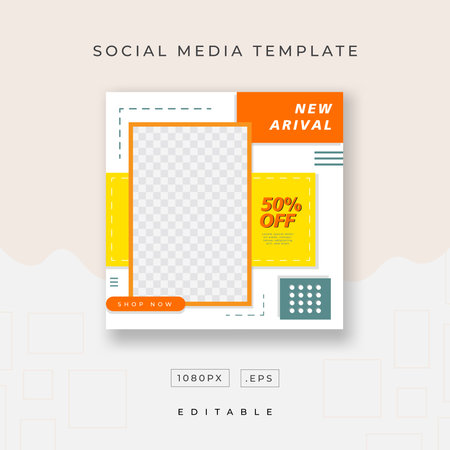 Social media post template. Editable square banner template for social media postsのイラスト素材