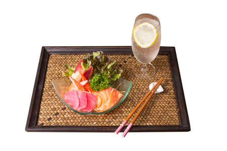 sashimi on the white backgrouund の写真素材