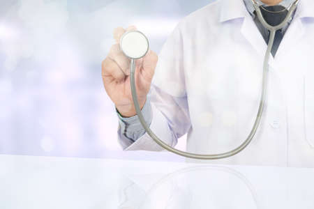 doctor working with abstract blurry bokeh background as concept, success smart medicalの写真素材