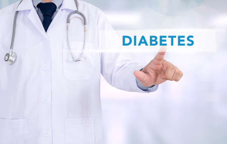 Medicine doctor working with computer interface as medical  Diabetes conceptの写真素材