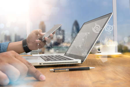 flare light, Double exposure of business man hand working on blank screen laptop computer on wooden desk as concept with social media diagram
Sign In
Username or Email
Passwordの写真素材