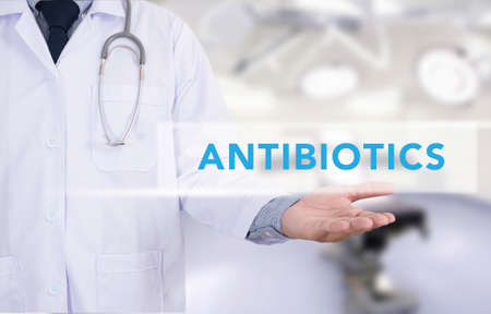 ANTIBIOTICS, Medicine doctor working with computer interface as medical