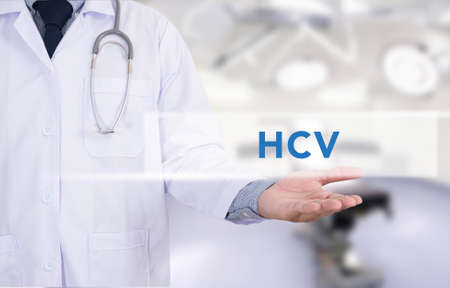 Diagnosis - HCV CONCEPT ,Medicine doctor hand workingの写真素材