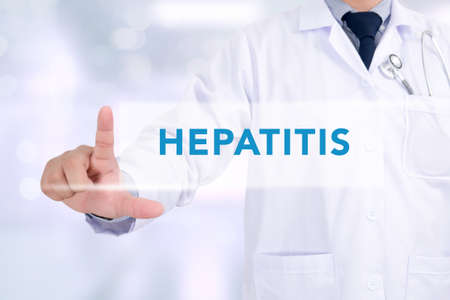 HEPATITIS CONCEPT ,Medicine doctor hand workingの写真素材